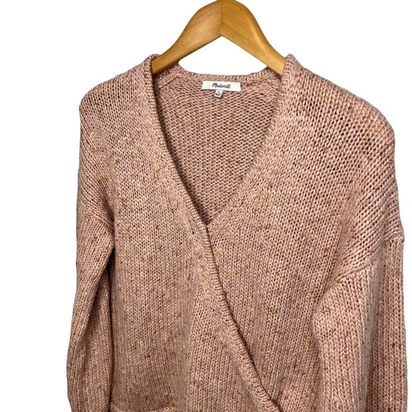 Madewell Beresford Wrap Front Pullover Sweater V Neck Chunky Flecked Yarn AD045 - Picture 4 of 11